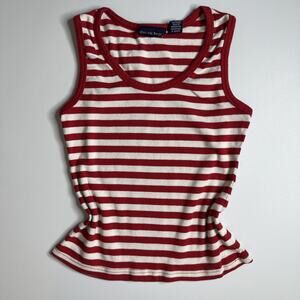 Vintage Derek Heart Womens Tank Top Size M Red Striped Cotton 90s Y2K